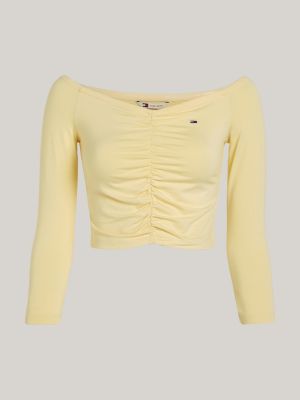 crop top essential slim fit giallo da donne tommy jeans