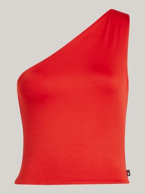 canotta crop monospalla rosso da donne tommy jeans