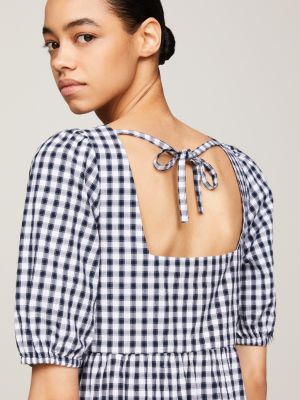 Gingham Midi Fit and Flare Dress Blue Tommy Hilfiger