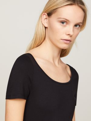 black logo tape fit and flare dress for women tommy jeans