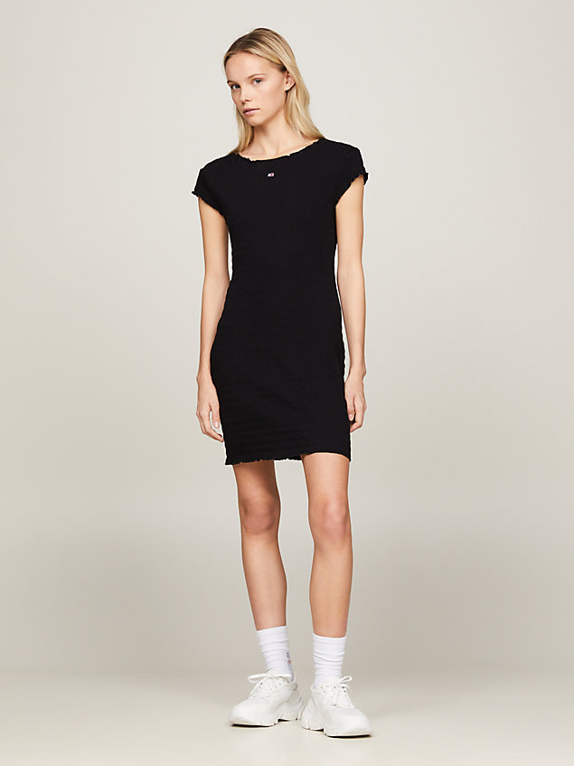 black essential bodycon smock dress for women tommy jeans