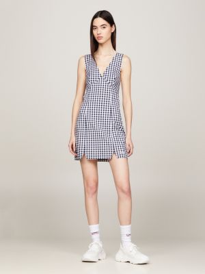 Gingham Bodycon Strap Dress Red Tommy Hilfiger