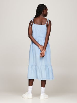 Chambray Denim Tiered Slip Dress Denim Tommy Hilfiger