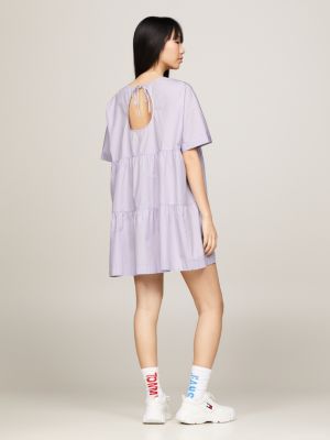 mini abito a trapezio con balze viola da donne tommy jeans