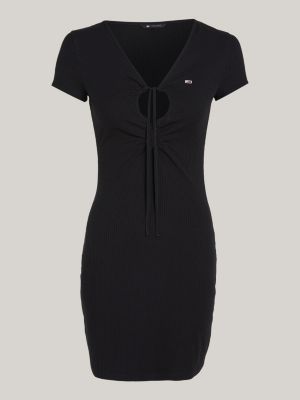 Ribbed Bodycon Dress - Black - Ladies