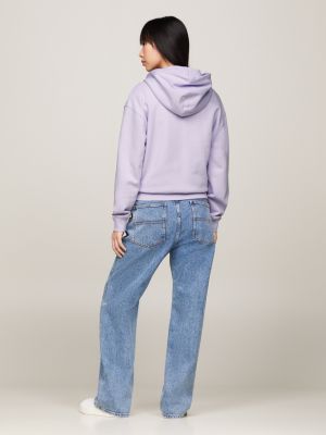 Tommy Badge Zip-Thru Relaxed Hoody | Purple | Tommy Hilfiger