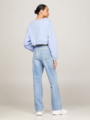 Essential Boat Neck Cropped Jumper | Blue | Tommy Hilfiger