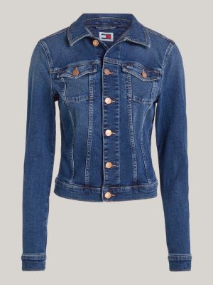 giacca trucker skinny fit in denim blu da donne tommy jeans