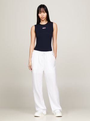 Pantaloni Harper Mom dritti con lacci Bianco Tommy Hilfiger