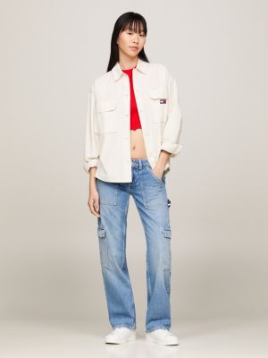 sopracamicia cargo oversize beige da donne tommy jeans