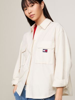 sopracamicia cargo oversize beige da donne tommy jeans