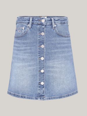 minigonna a trapezio in denim con bottoni blu da donne tommy jeans