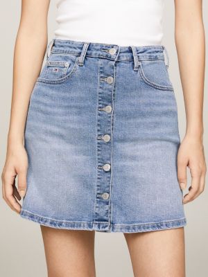 Off-White Blue Faded Denim Miniskirt