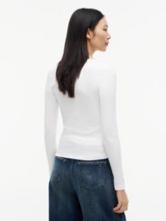 Slim V-Neck Long Sleeve T-Shirt — White 4