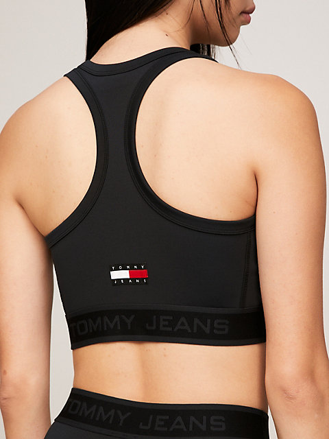 black tommy remastered logo underband crop top for women tommy jeans
