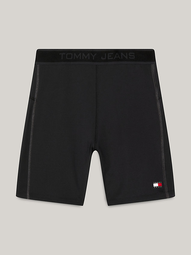 black tommy remastered logo cycle shorts for women tommy jeans