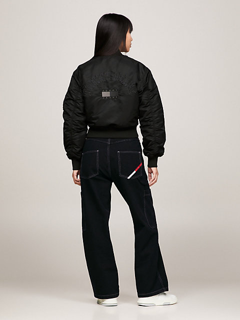 black tommy remastered bomberjacke mit rücken-logo für damen - tommy jeans
