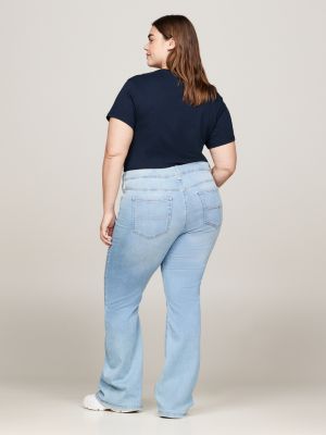 jeans sylvia curve a campana e vita alta blu da donne tommy jeans