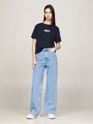blue archive classic fit t-shirt mit retro-logo für damen - tommy jeans