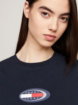 blue archive retro logo classic fit t-shirt for women tommy jeans