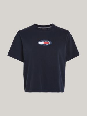 blue archive retro logo classic fit t-shirt for women tommy jeans