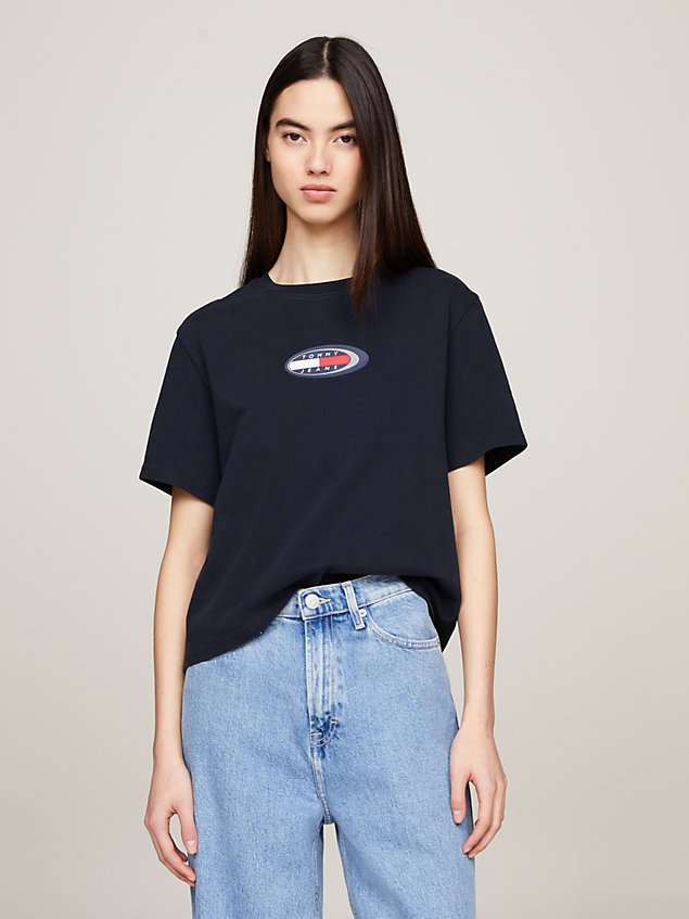 blue archive retro logo classic fit t-shirt for women tommy jeans