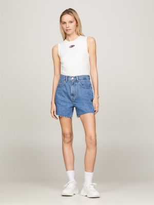 white archive fitted logo bodysuit for women tommy jeans