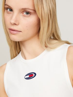 white archive fitted logo bodysuit for women tommy jeans