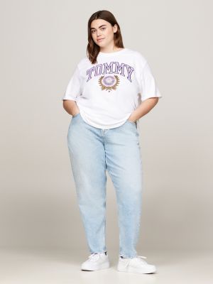 jeans mom curve affusolati a vita altissima blu da donne tommy jeans