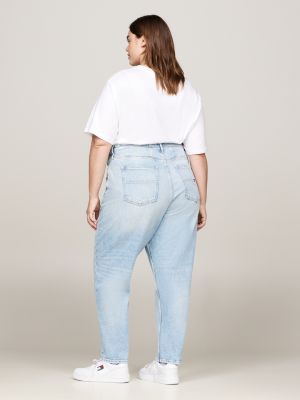 jeans mom curve affusolati a vita altissima blu da donne tommy jeans