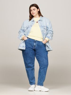 giacca trucker curve regular fit con bandiera blu da donne tommy jeans