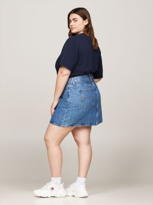 minigonna mom curve a vita altissima in denim blu da donne tommy jeans