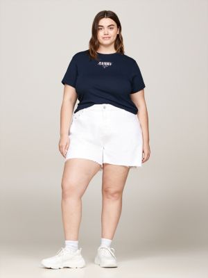 shorts mom curve a vita altissima in denim beige da donne tommy jeans