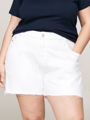 shorts mom curve a vita altissima in denim beige da donne tommy jeans