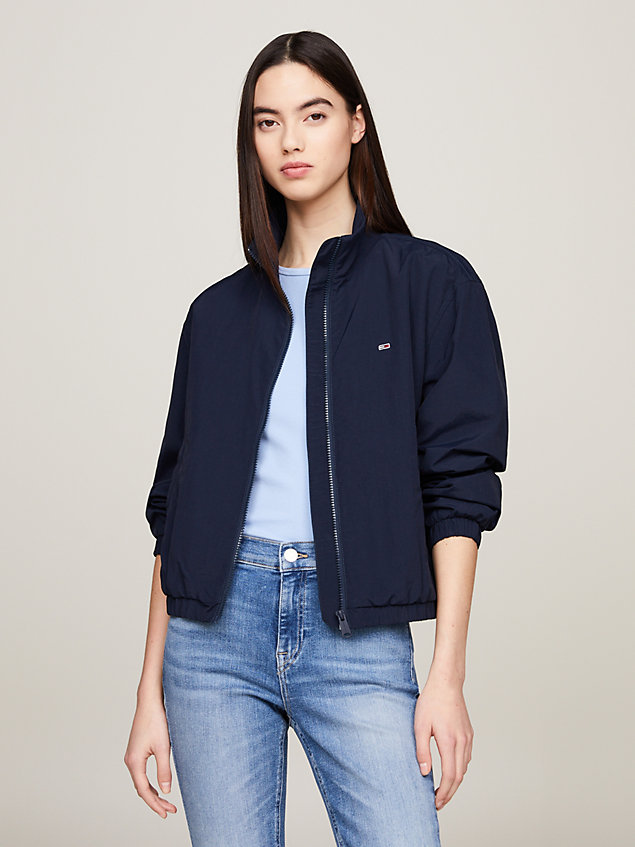 blue essential zip-thru windbreaker jacket for women tommy jeans