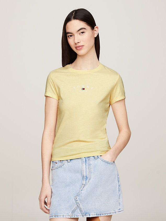yellow essential logo slim fit t-shirt for women tommy jeans