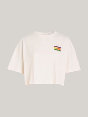 Oversized Back Logo Cropped T-Shirt | White | Tommy Hilfiger