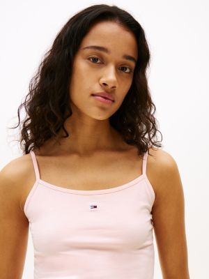 lot de 2 tops ajustés à fines bretelles plusieurs couleurs pour femmes tommy jeans