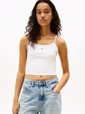 lot de 2 tops ajustés à fines bretelles plusieurs couleurs pour femmes tommy jeans