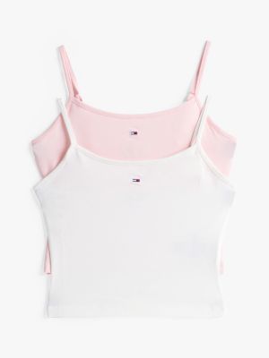 lot de 2 tops ajustés à fines bretelles multi pour femmes tommy jeans