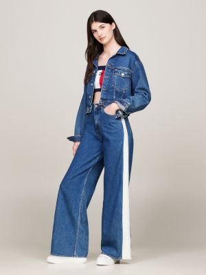 jean claire archive jambe ample taille haute bleu pour femmes tommy jeans