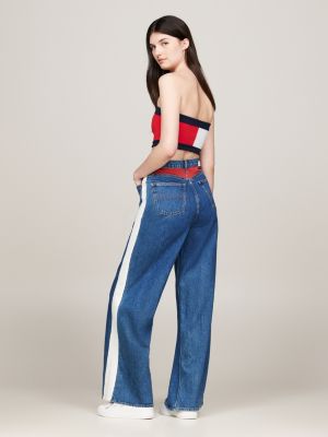 blue archive claire high rise wide leg jeans for women tommy jeans