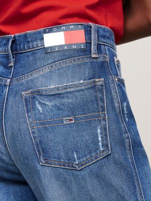 blue claire high rise wide leg distressed jeans for women tommy jeans