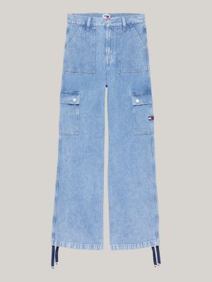 vaqueros claire de talle alto y pernera ancha azul de mujeres tommy jeans