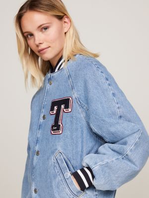 Varsity Denim Letterman Jacket Blue Tommy Hilfiger