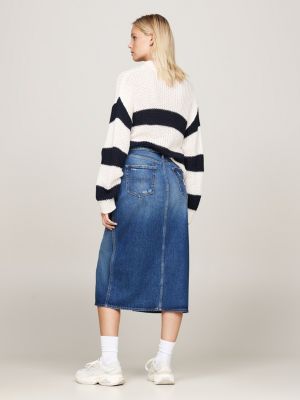 blauw claire high rise midi-rok van denim voor dames - tommy jeans