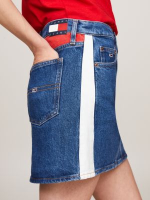 Izzie Archive Contrast Panel Denim Mini Skirt | Denim | Tommy Hilfiger