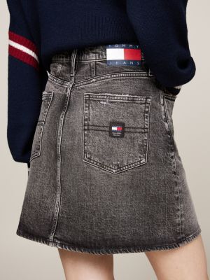 minifalda mom desgastada de cintura superalta negro de mujeres tommy jeans