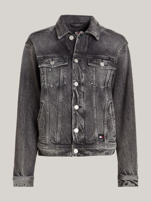 Black tommy hilfiger denim jacket hotsell