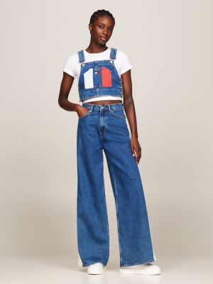 multi archive dungaree crop top for women tommy jeans